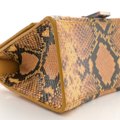 Balenciaga Shiny Calfskin Python Effect Small Hourglass Top Handle Bag Orange Black 8 of 10