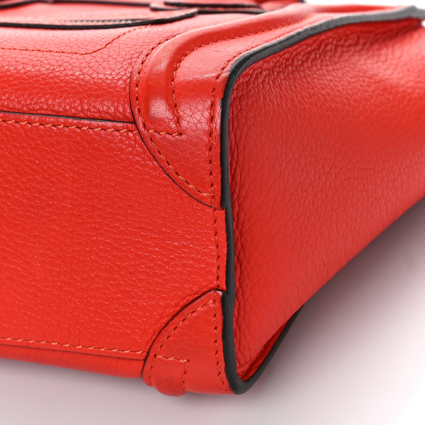 Drummed Calfskin Nano Luggage Vermillion