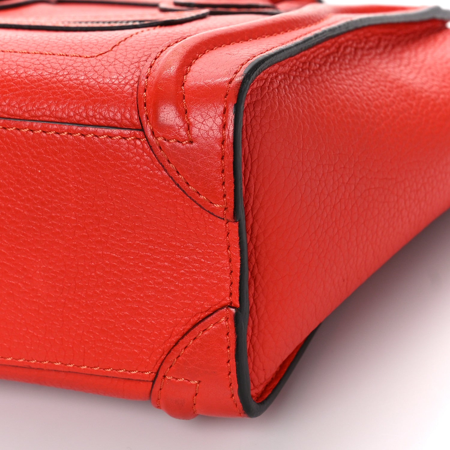 Celine Drummed Calfskin Nano Luggage Vermillion 8 of 10