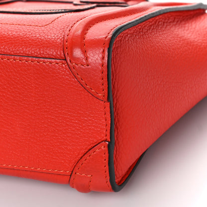 Celine Drummed Calfskin Nano Luggage Vermillion 8 of 10