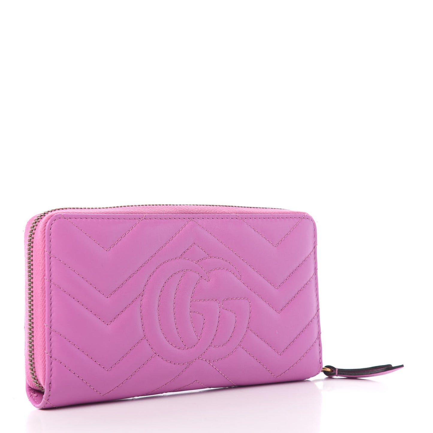 Calfskin Matelasse GG Marmont Zip Around Wallet Candy Mousse