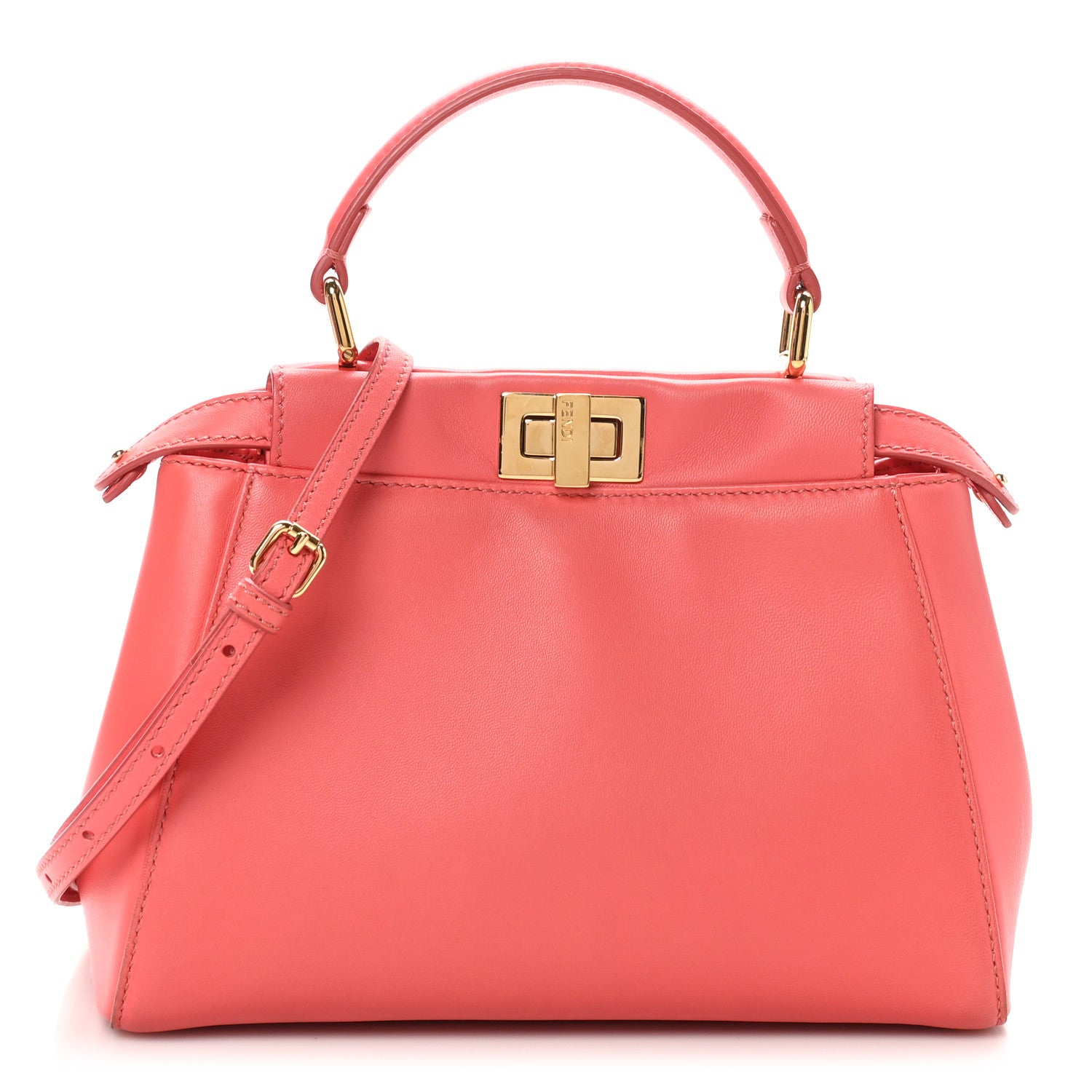 Fendi Nappa Stacked Bar Mini Peekaboo Iconic Satchel Lampone 1 of 10