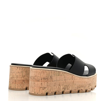 Hermes Calfskin Cork Eze 30 Sandals 37 Black 4 of 9