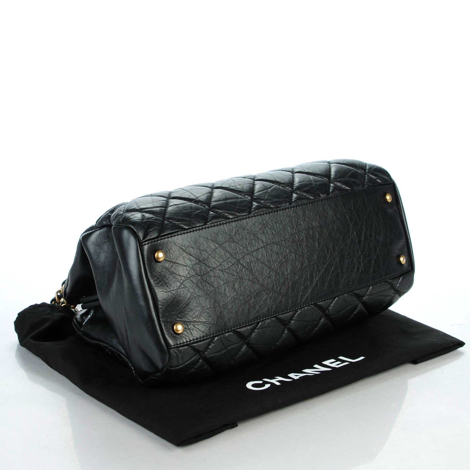 Chanel Aged Calfskin Quilted Large Mademoiselle Bowling Bag Black 4 of 8
