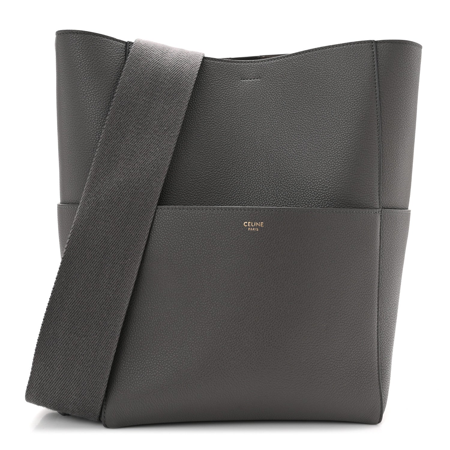 Celine Soft Grained Calfskin Sangle Bucket Bag Grey 1 of 10