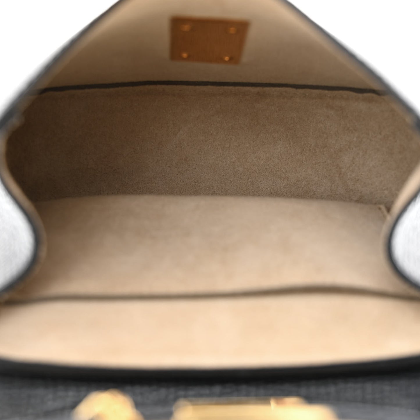 Grained Calfskin Lambskin Mini Bi-Color Drew Shoulder Bag Black Powder Beige
