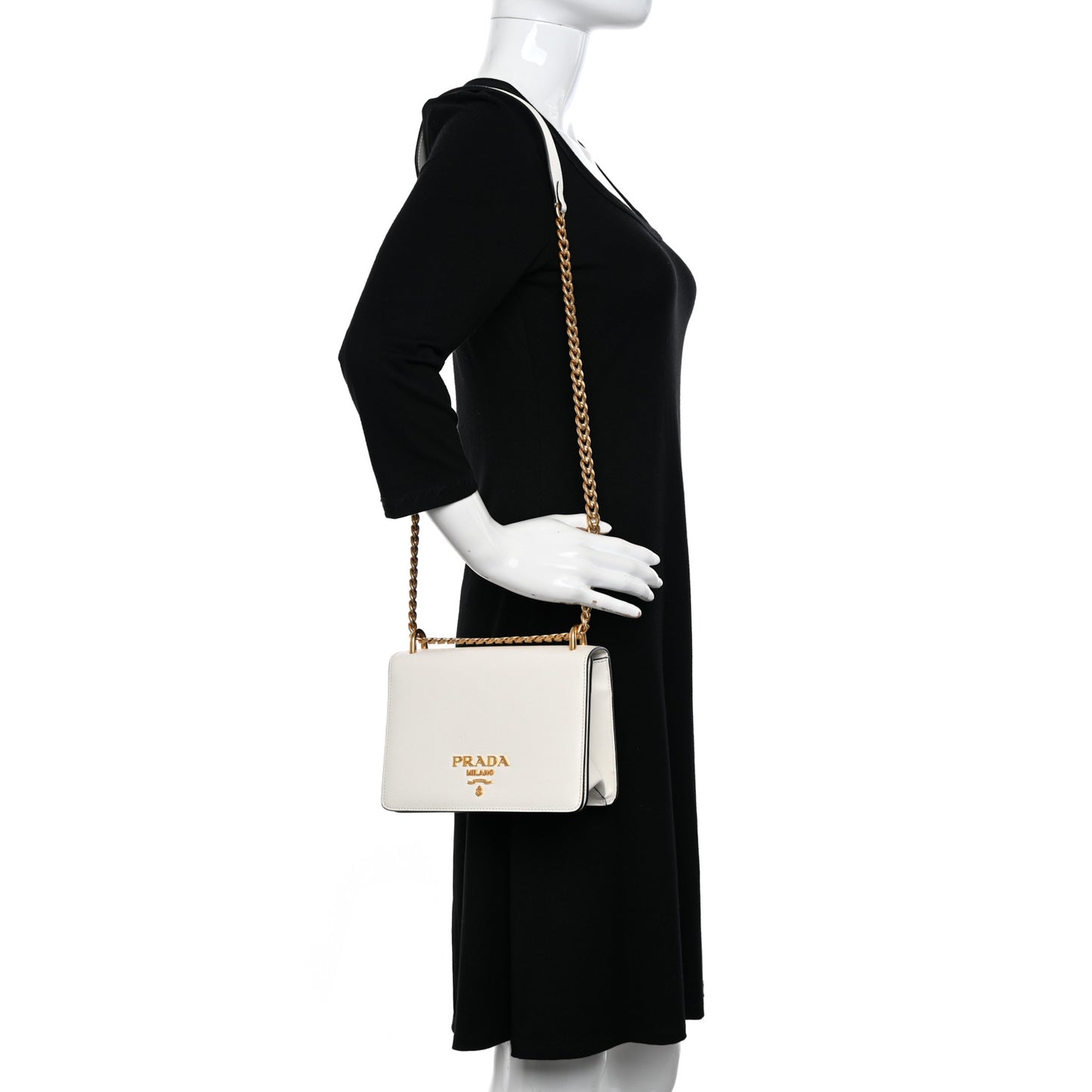 Saffiano Chain Shoulder Bag White