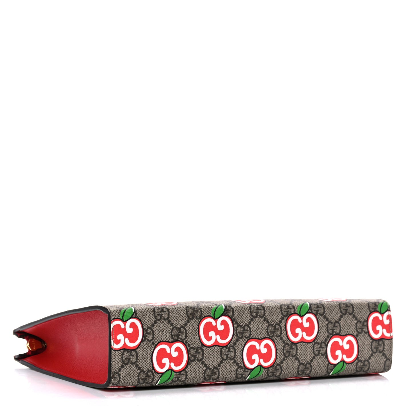 GG Supreme Monogram Apple Large Cosmetic Case Beige Multicolor Lobster Red