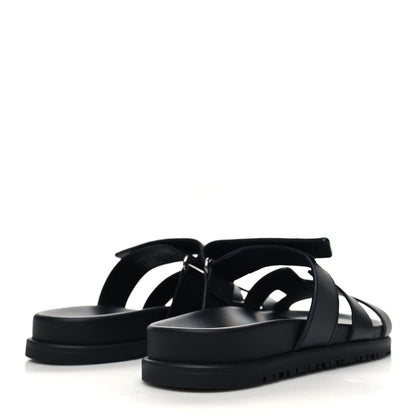 Hermes Calfskin Womens Chypre Sandals 35 Black 4 of 9
