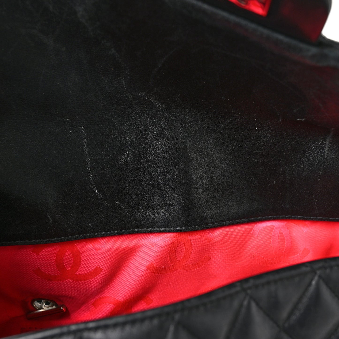 Calfskin Quilted Large Cambon Flap Black