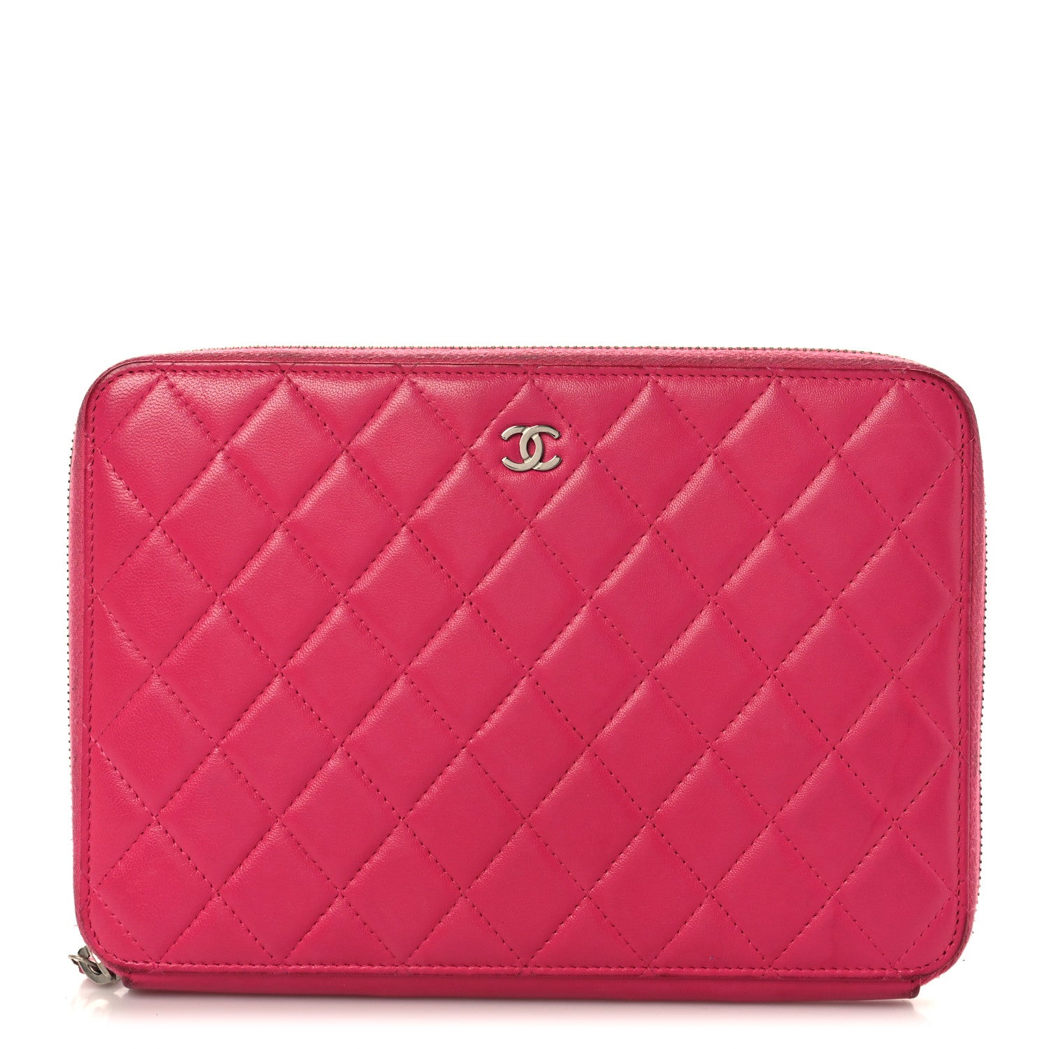 Chanel Lambskin Quilted Large Zip Around Organizer Wallet Pink 1 of 12