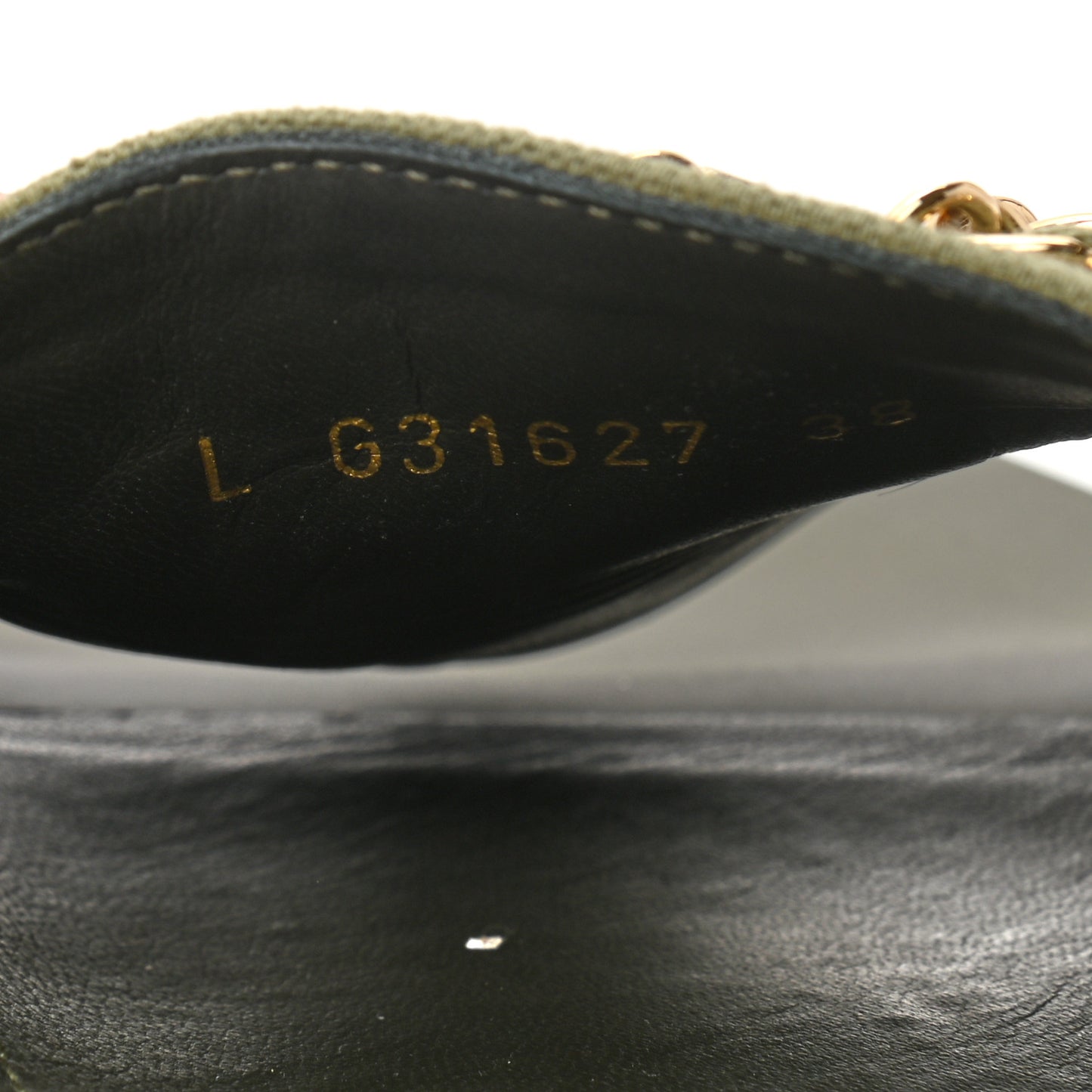 Canvas Chain Flat Sandals 38 Khaki