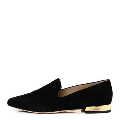 Jimmy Choo Suede Jaida Flat Loafer 38 Black 1 of 8