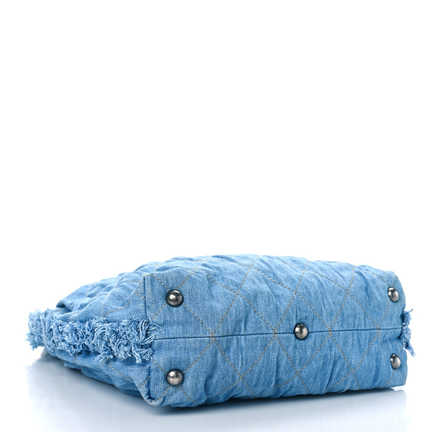 Denim Quilted Chain Hobo Light Blue