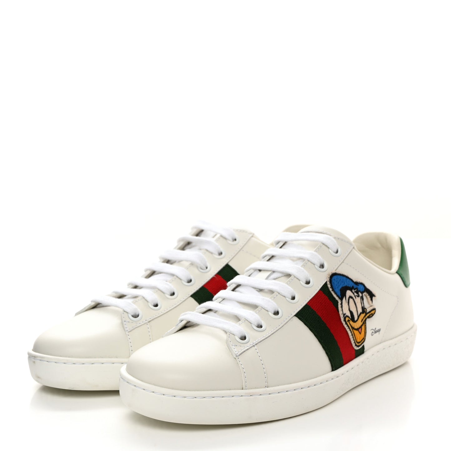 X DISNEY Calfskin Miro Soft Web Donald Duck Womens Ace Sneakers 36.5 White New Shamarock