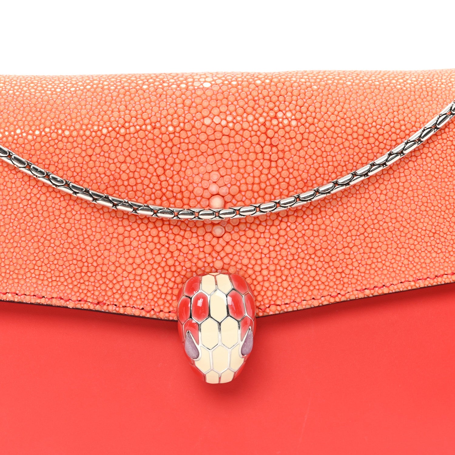 Bulgari Galuchat Calfskin Serpenti Forever Crossbody Bag Orange 8 of 10