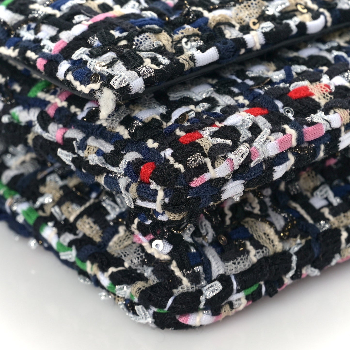 Tweed Quilted Chanel 19 Wallet On Chain WOC Black White Multicolor