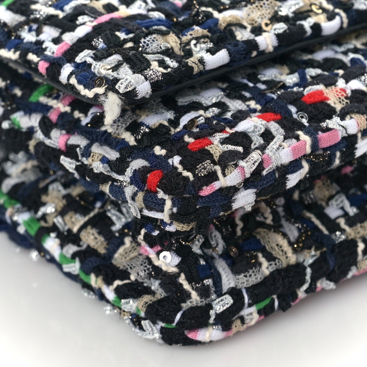 Chanel Tweed Quilted Chanel 19 Wallet On Chain WOC Black White Multicolor 8 of 10