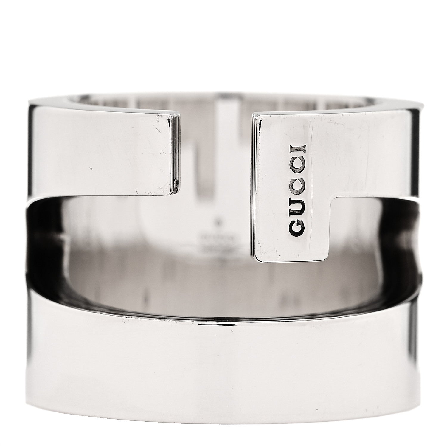 Gucci Sterling Silver G Cutout Band Ring 63 10.25 1 of 7