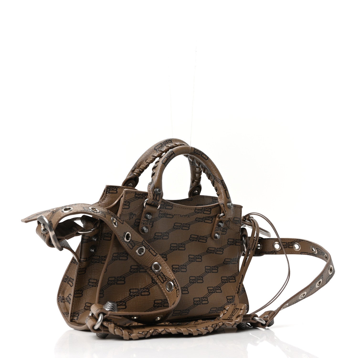 Balenciaga Coated Canvas BB Monogram Neo Cagole Handbag XS Beige Brown 4 of 11