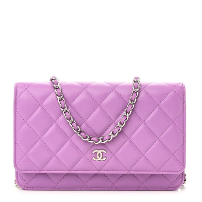 Chanel Lambskin Quilted Wallet On Chain WOC Purple 1 of 12