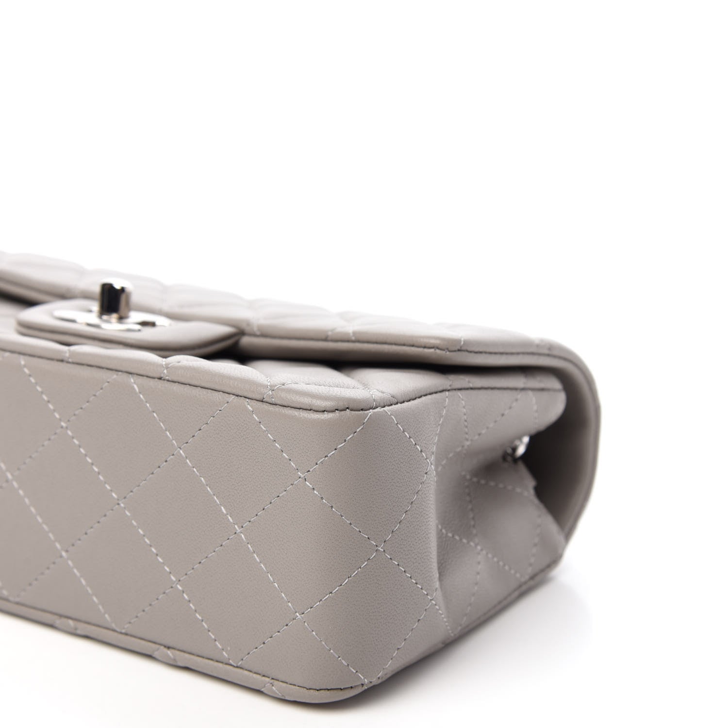 Chanel Lambskin Quilted Mini Rectangular Flap Grey 10 of 12
