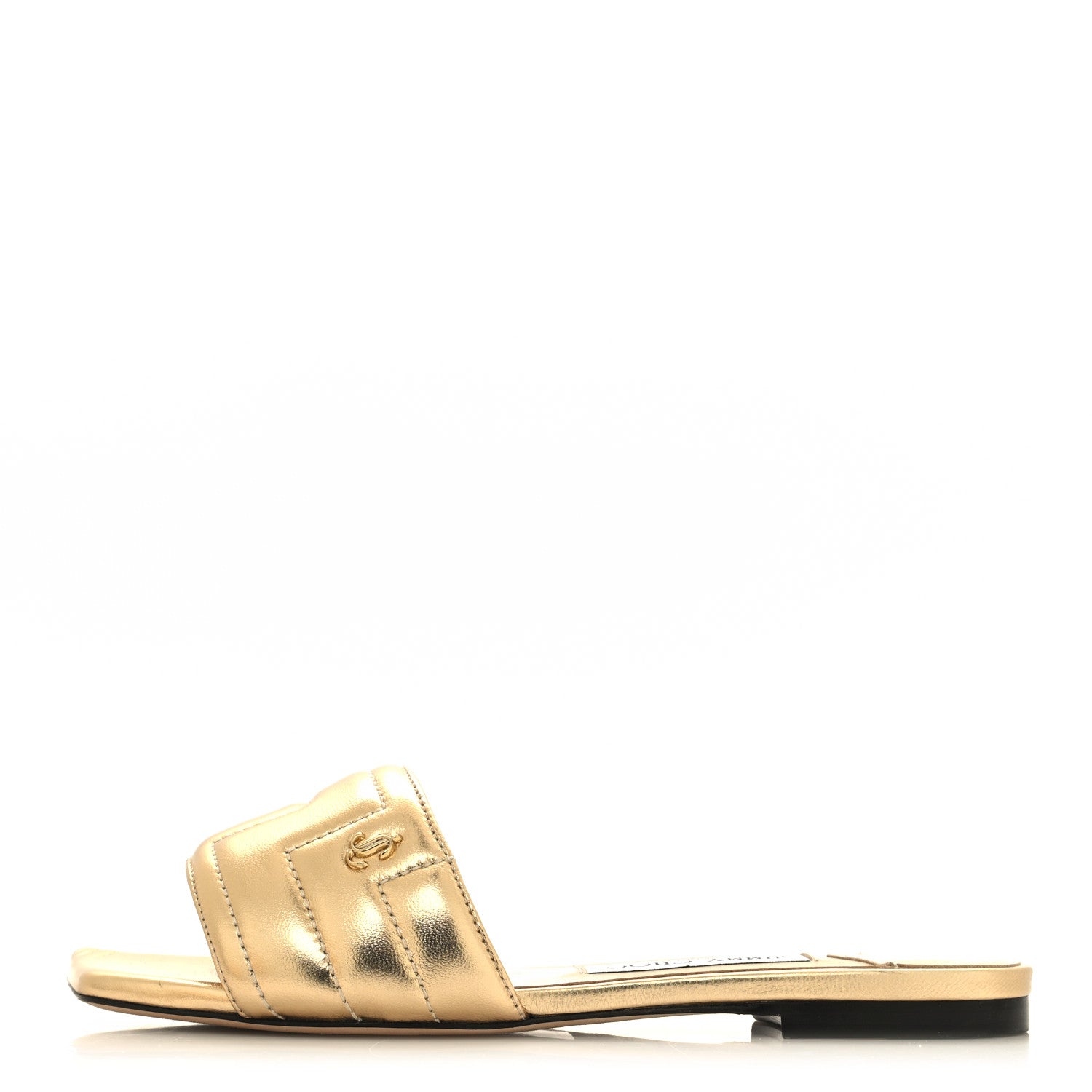 Jimmy Choo Nappa Themis Flat Sandals 37 Gold 1 of 7
