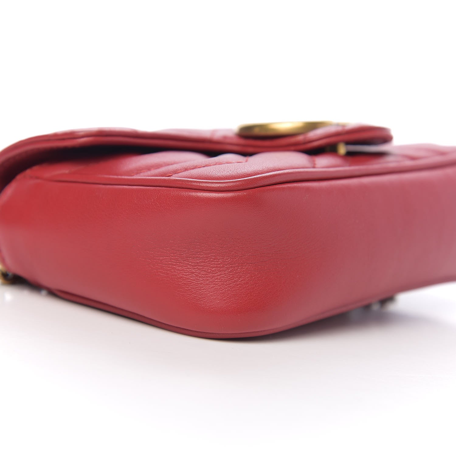 Gucci Calfskin Matelasse Super Mini GG Marmont Shoulder Bag Hibiscus Red 7 of 9