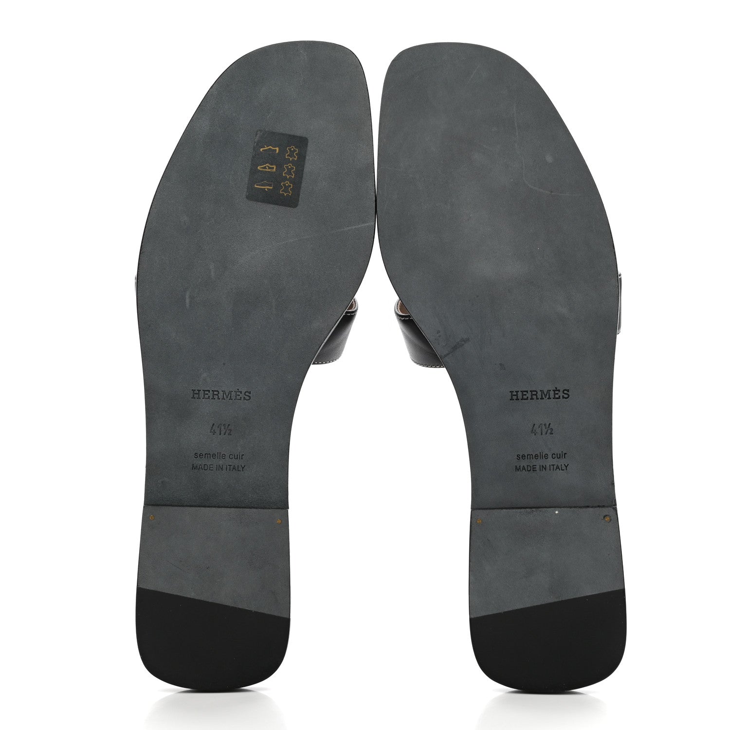 Hermes Box Calfskin Oran Sandals 41.5 Black 5 of 8