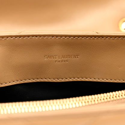 Saint Laurent Calfskin Y Quilted Monogram Small Loulou Chain Satchel Dark Natural 8 of 11