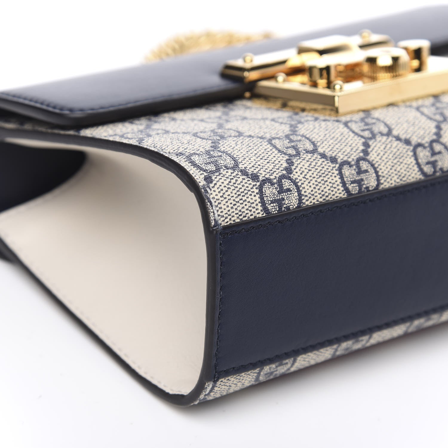 Gucci GG Supreme Monogram Moon Calfskin Small Padlock Shoulder Bag Beige Blue Mystic White Hibiscus Red 9 of 12
