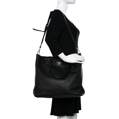 Prada Vitello Daino Shopping Tote Black 2 of 15