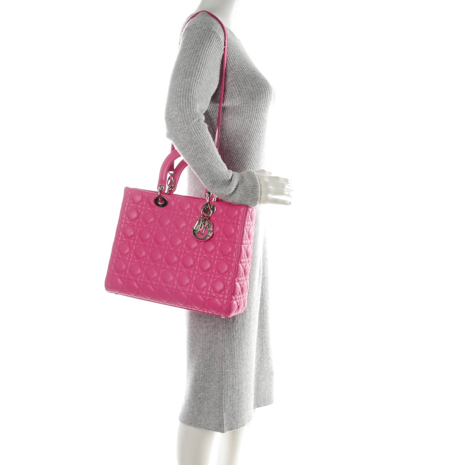 Christian Dior Lambskin Cannage Large Lady Dior Pink 2 of 7
