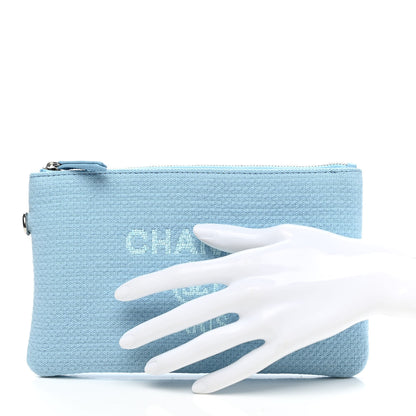 Chanel Mixed Fibers Small Deauville Pouch Blue 2 of 5
