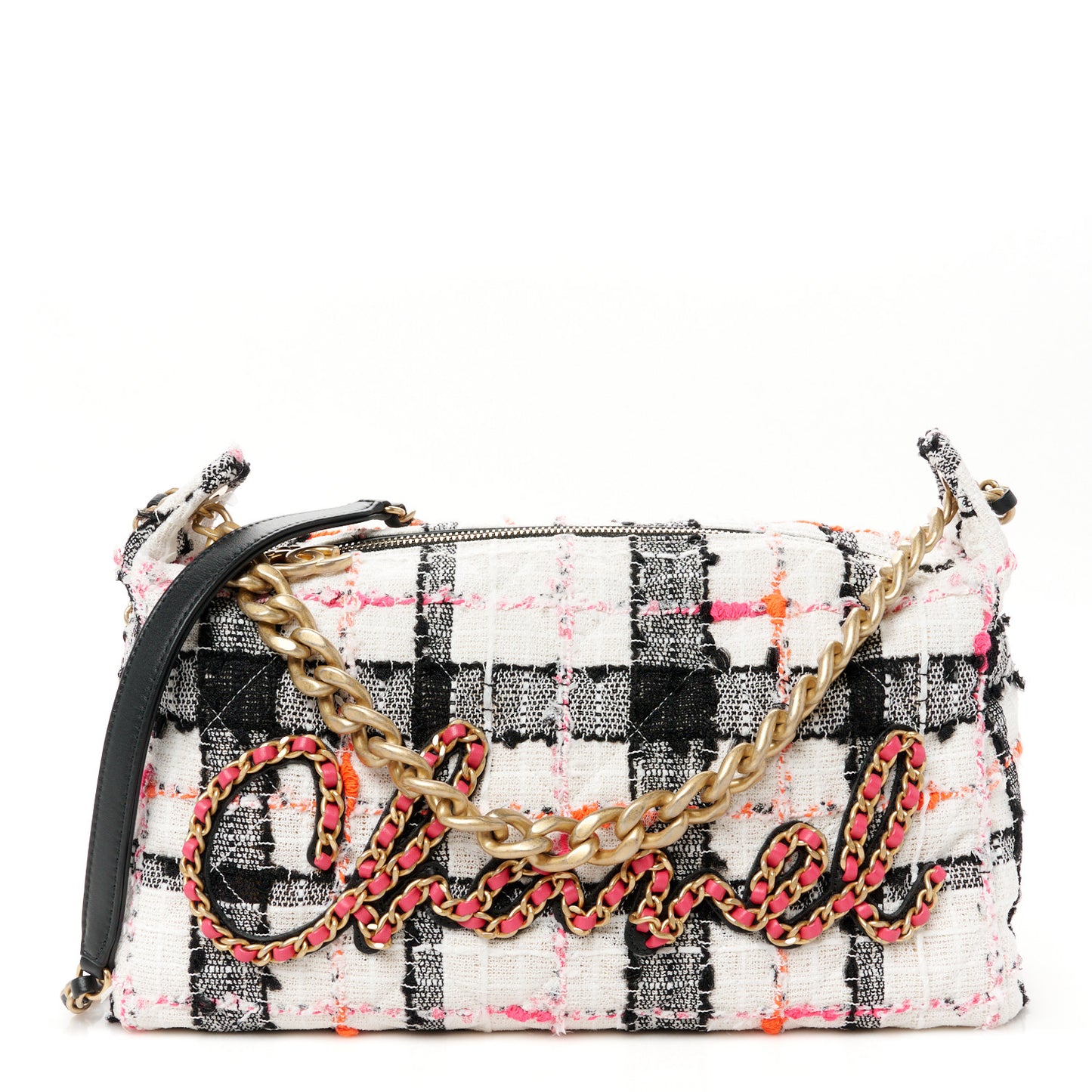 Tweed Calfskin Signe Hobo Coral White Black