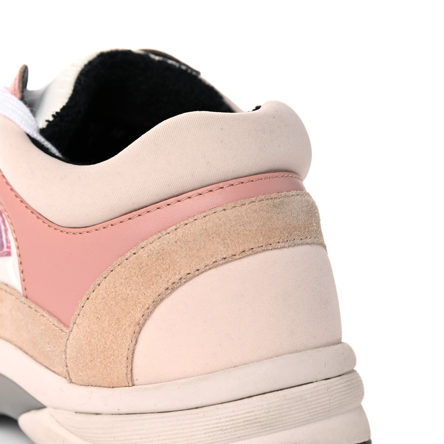 Nylon Lambskin Suede Calfskin CC Sneakers 38 Pink White Black