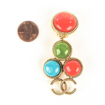 Chanel Gripoix Poured Glass CC Drop Earrings Gold 2 of 4