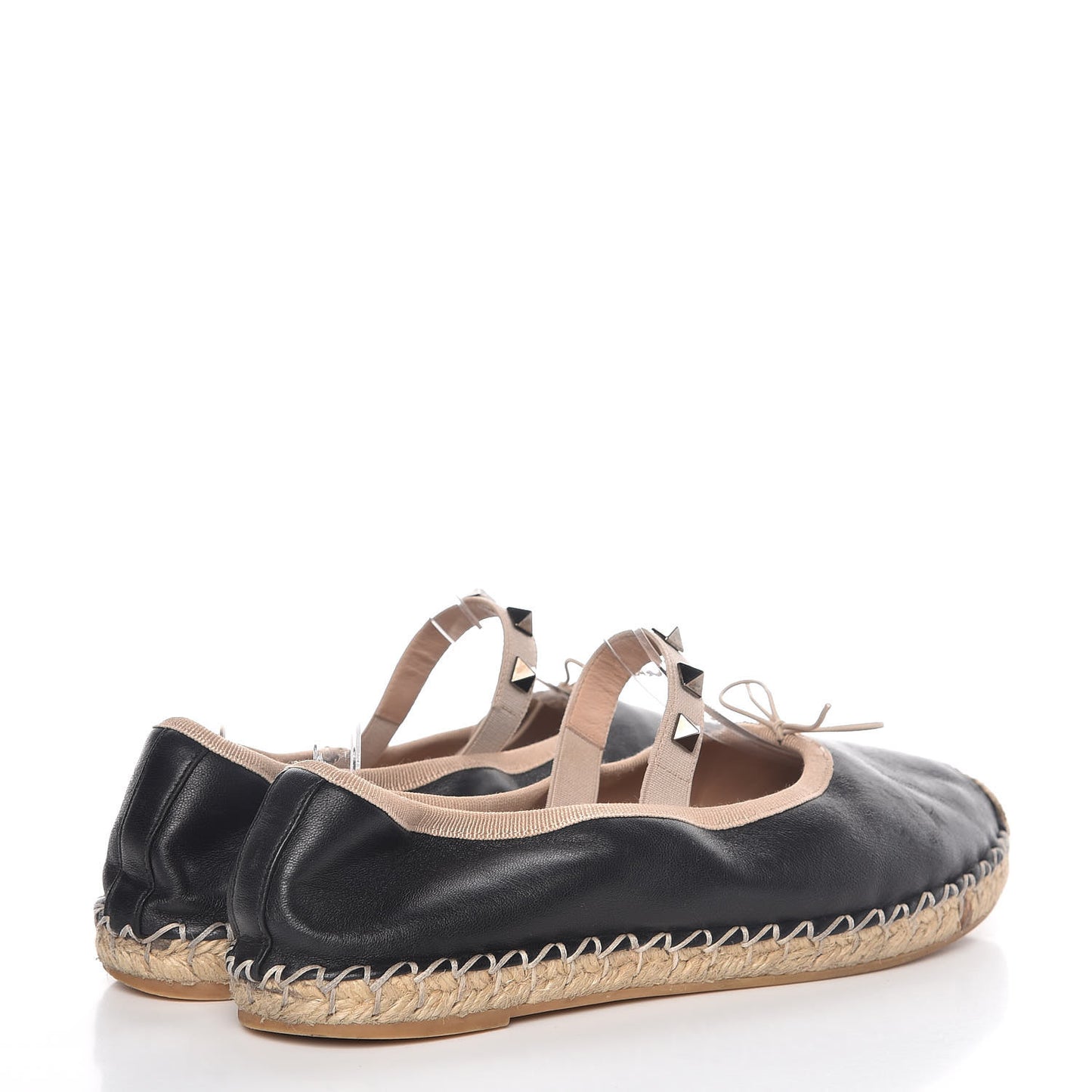 Nappa Rockstud Ballerina Espadrille Flats 36 Black