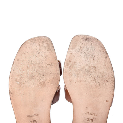 Hermes Box Calfskin Oran Sandals 37.5 Gold 12 of 14