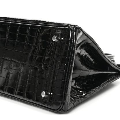 Hermes Shiny Niloticus Crocodile Birkin 30 Black 10 of 11