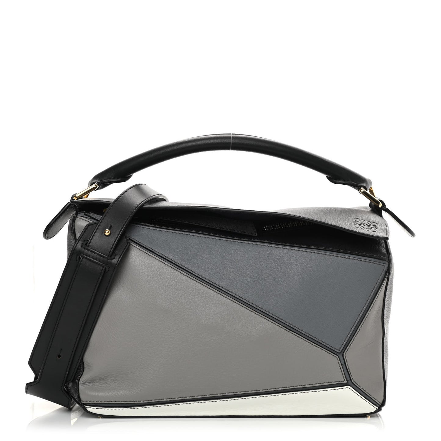 Calfskin Medium Puzzle Bag Grey Multito