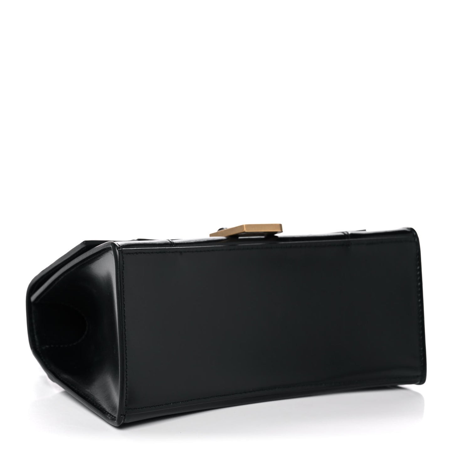 Shiny Box Calfskin Graffiti Logo Small Hourglass Top Handle Bag Black