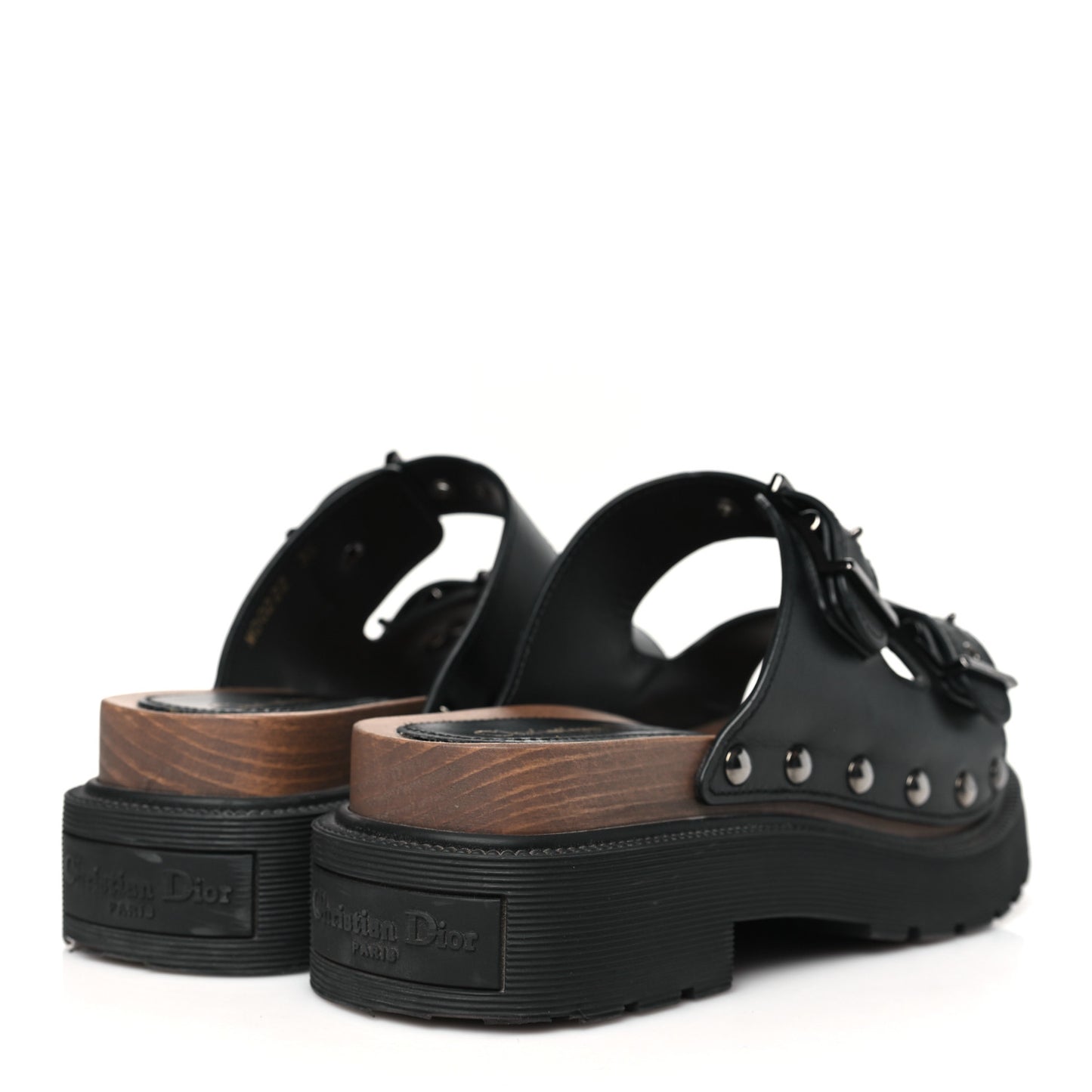 Calfskin Diorquake Buckled Lug Sole 15mm Sandals 35 Black