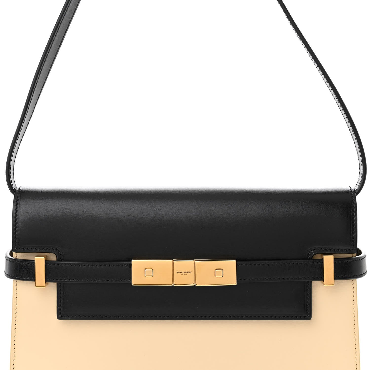 Saint Laurent Smooth Calfskin Manhattan Shoulder Bag Black Beige 7 of 12