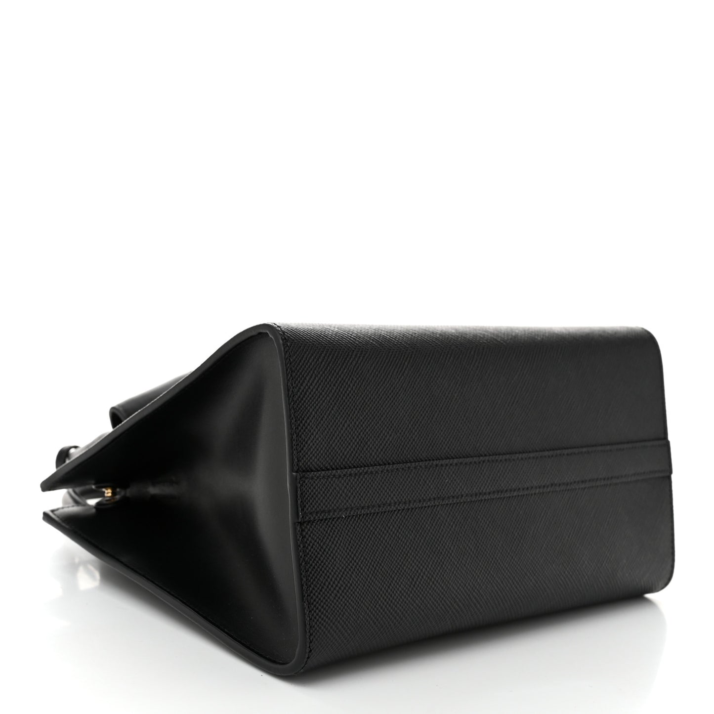 Saffiano Cuir Calfskin Small Monochrome Top Handle Tote Black