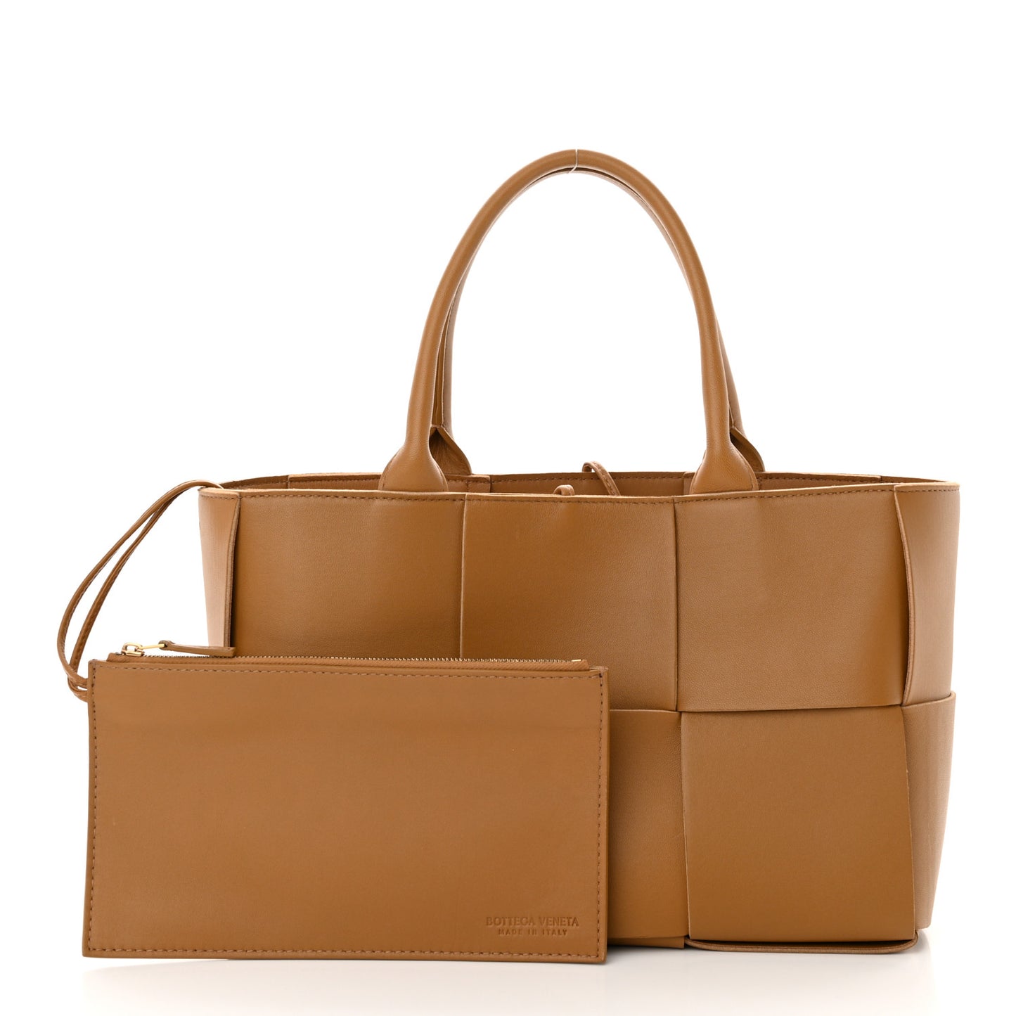 Nappa Maxi Intrecciato Small Arco Tote Caramel