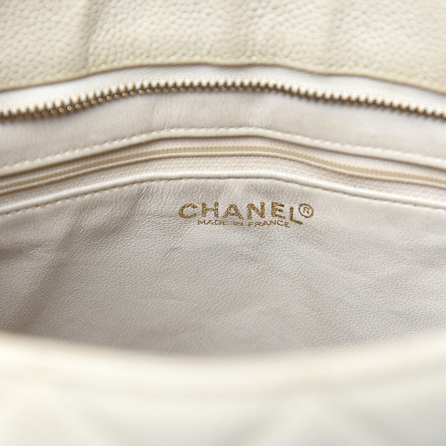 Caviar Quilted Medallion Tote Light Beige