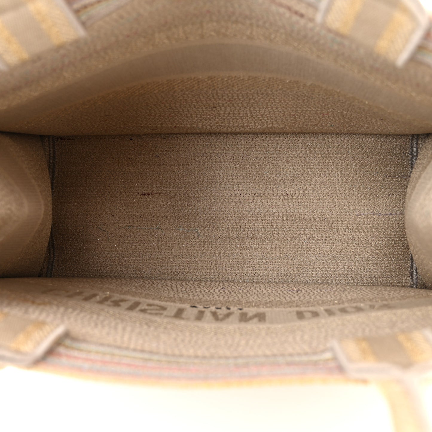 Canvas Embroidered Medium Stripes Book Tote Beige Multicolor