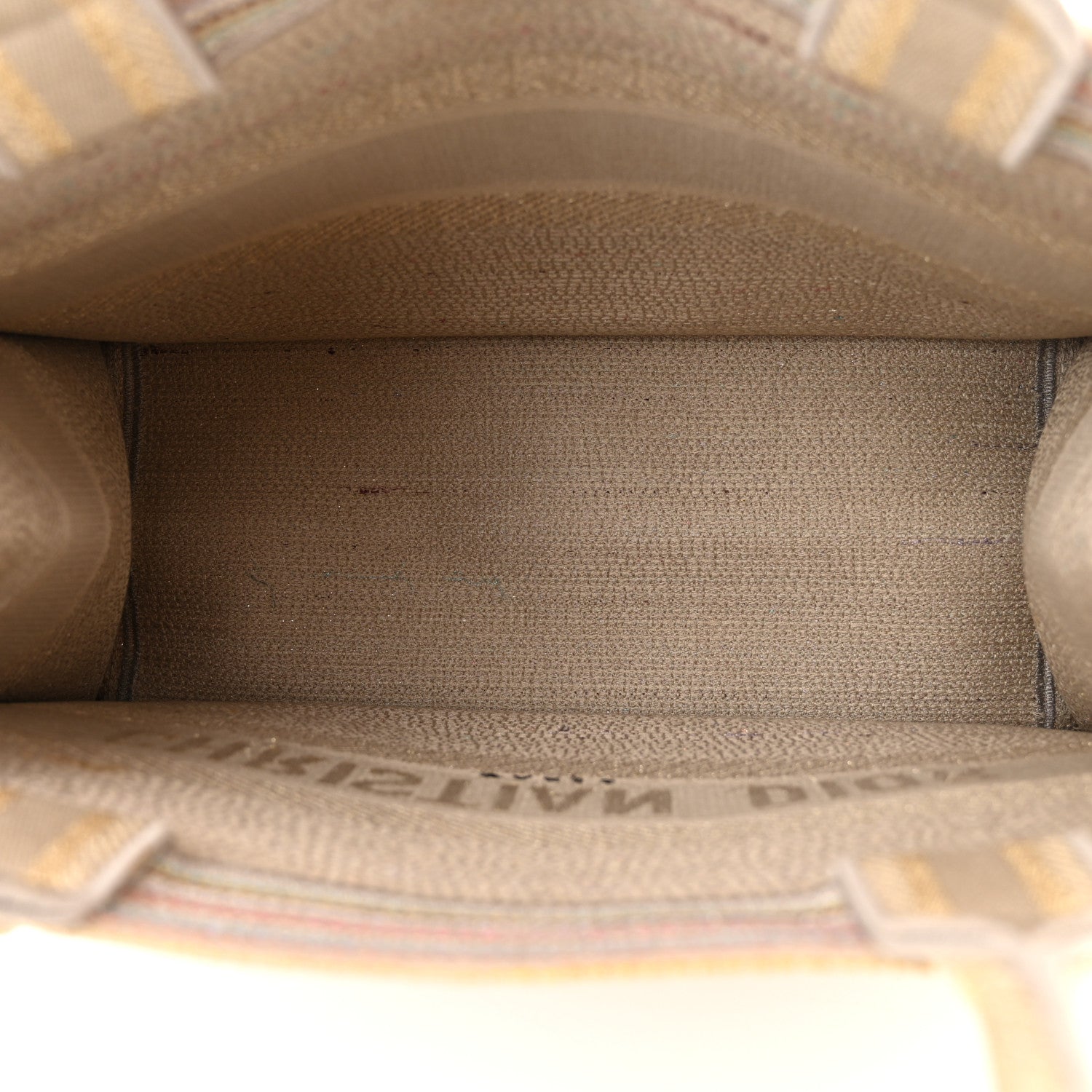 Christian Dior Canvas Embroidered Medium Stripes Book Tote Beige Multicolor 5 of 11
