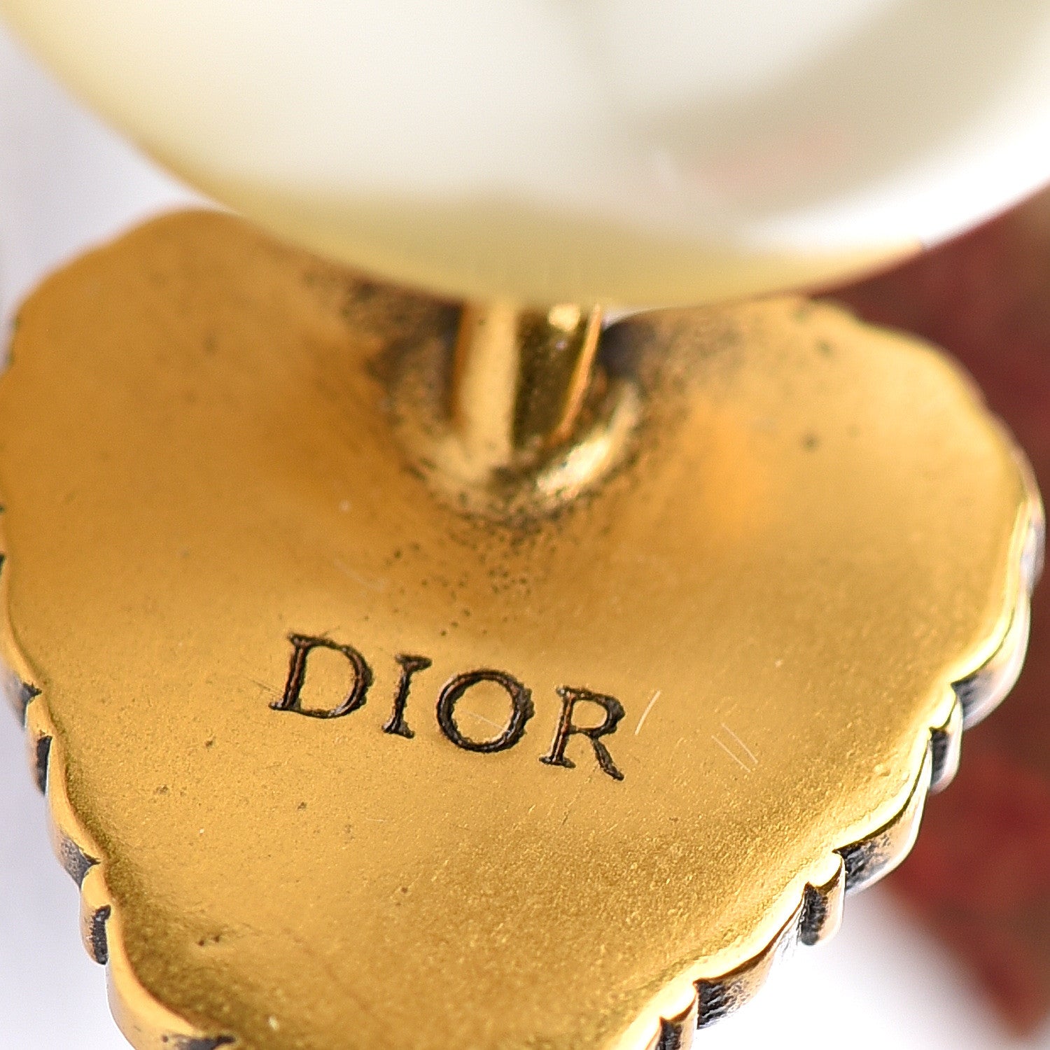 Christian Dior Pearl Crystal Heart Tribal Earrings Gold Red 3 of 4
